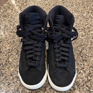 Nike Suede Black High-Top Kids Sneakers